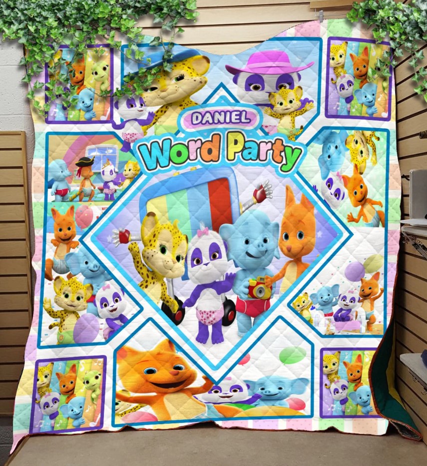 Personalized Word Party Blanket Quilts Word Party Birthday Party Word Party Fan Gifts Custom Kids Blanket